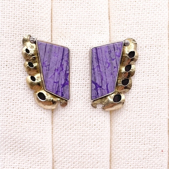 Charoite 925 Sterling Silver Earrings - Picture 12 of 12